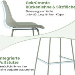 4er Set Barhocker mit Kunstleder Gepolsterter Sitzflächen & Rückenlehne Barstuhl Bistrohocker