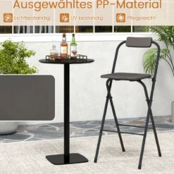 2er Set Barhocker mit Rückenlehne Klappbare Barstühle bis zu 150 kg Belastbar Grau