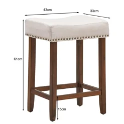 2er Set Barhocker Thekenhocker gepolsterter Barstuhl mit Holzbeine 43 x 33 x 61 cm Beige