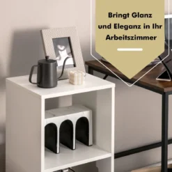 2er Set Bücherregal aus Holz mit 2 Ebenen & Kippschutz 38 x 33 x 72,5 cm Weiß