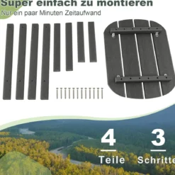 2er Set Beistelltisch aus HDPE Wetterfester Adirondack Gartentisch Kleiner Kaffeetisch Grau