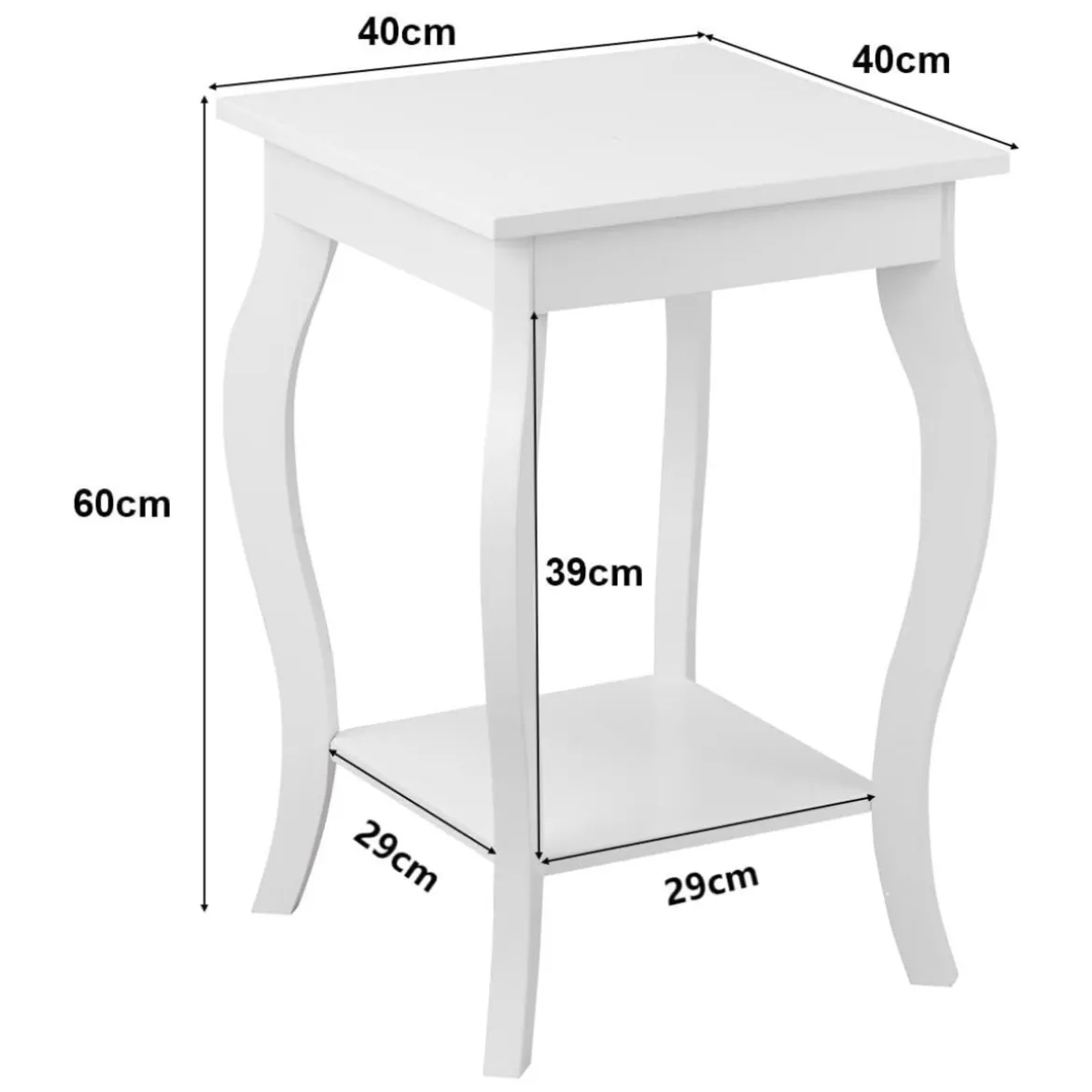 1/2er Set Beistelltisch aus Holz mit Ablage 2 Ebene Nachttisch Sofatisch 40 x 40 x 60 cm
