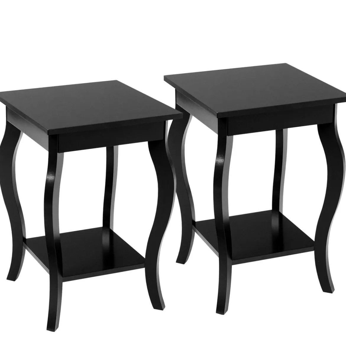 1/2er Set Beistelltisch aus Holz mit Ablage 2 Ebene Nachttisch Sofatisch 40 x 40 x 60 cm