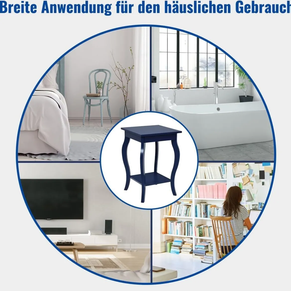 1/2er Set Beistelltisch aus Holz mit Ablage 2 Ebene Nachttisch Sofatisch 40 x 40 x 60 cm