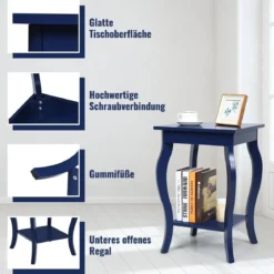 1/2er Set Beistelltisch aus Holz mit Ablage 2 Ebene Nachttisch Sofatisch 40 x 40 x 60 cm