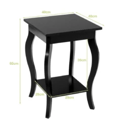 1/2er Set Beistelltisch aus Holz mit Ablage 2 Ebene Nachttisch Sofatisch 40 x 40 x 60 cm
