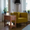 2er Set Beistelltisch mit Schublade & Ablage 2-stöckiger Sofatisch Nachttisch Rotbraun