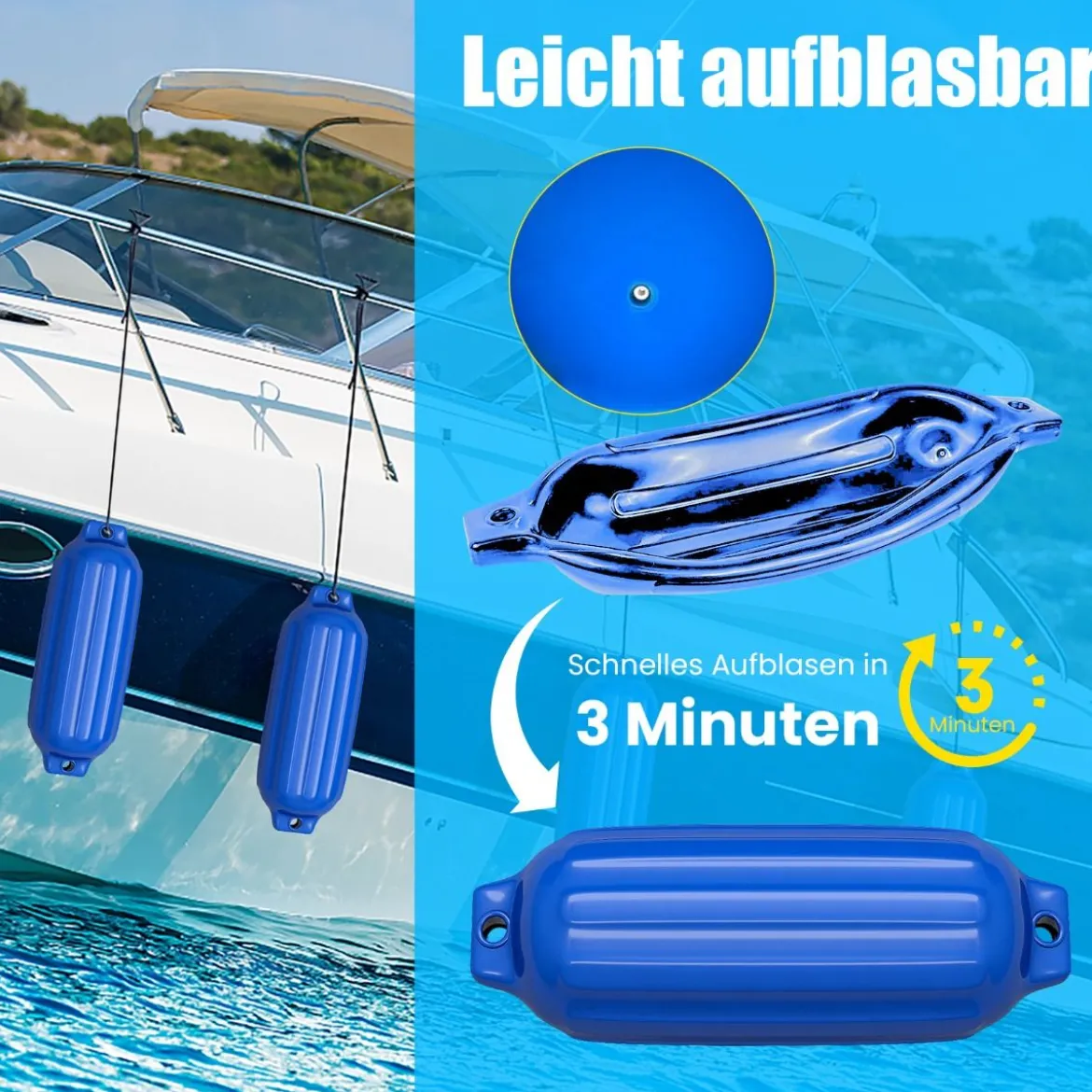 4er Set Bootsfender Langfender Kugelfender Set Boot Rammschutz Stegfender