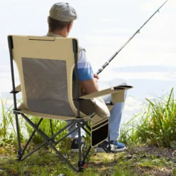 2er Set Campingstuhl mit Abnehmbarer Fußablage & Verstellbarer Rückenlehne & Kopfstütze Angelstuhl
