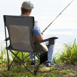 2er Set Campingstuhl mit Abnehmbarer Fußablage & Verstellbarer Rückenlehne & Kopfstütze Angelstuhl