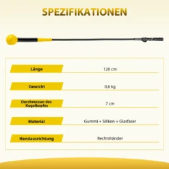 2er Set 120cm Golfschwungtrainer-Hilfe mit Gewichts-Kopf Golf Trainingshilfe Schwungtrainer Gelb