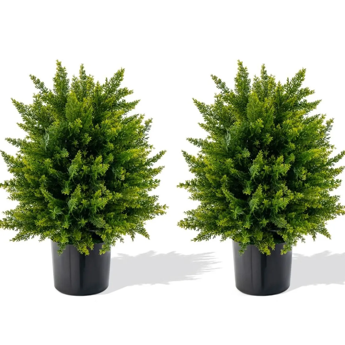 2er Set 55 cm Kunstpflanze mit Topf Zeder Buchsbaum Kunstbaum für Haus Büro Grün