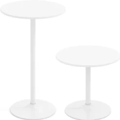 2er Set Ø 60 cm Stehtisch 2 in 1 Bartisch & Esstisch Höhenverstellbarer Bistrotisch Weiß