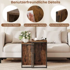 2er Set Couchtisch Beistelltisch aus Kunstholz Wohnzimmertisch Nachttische Rustikales Braun