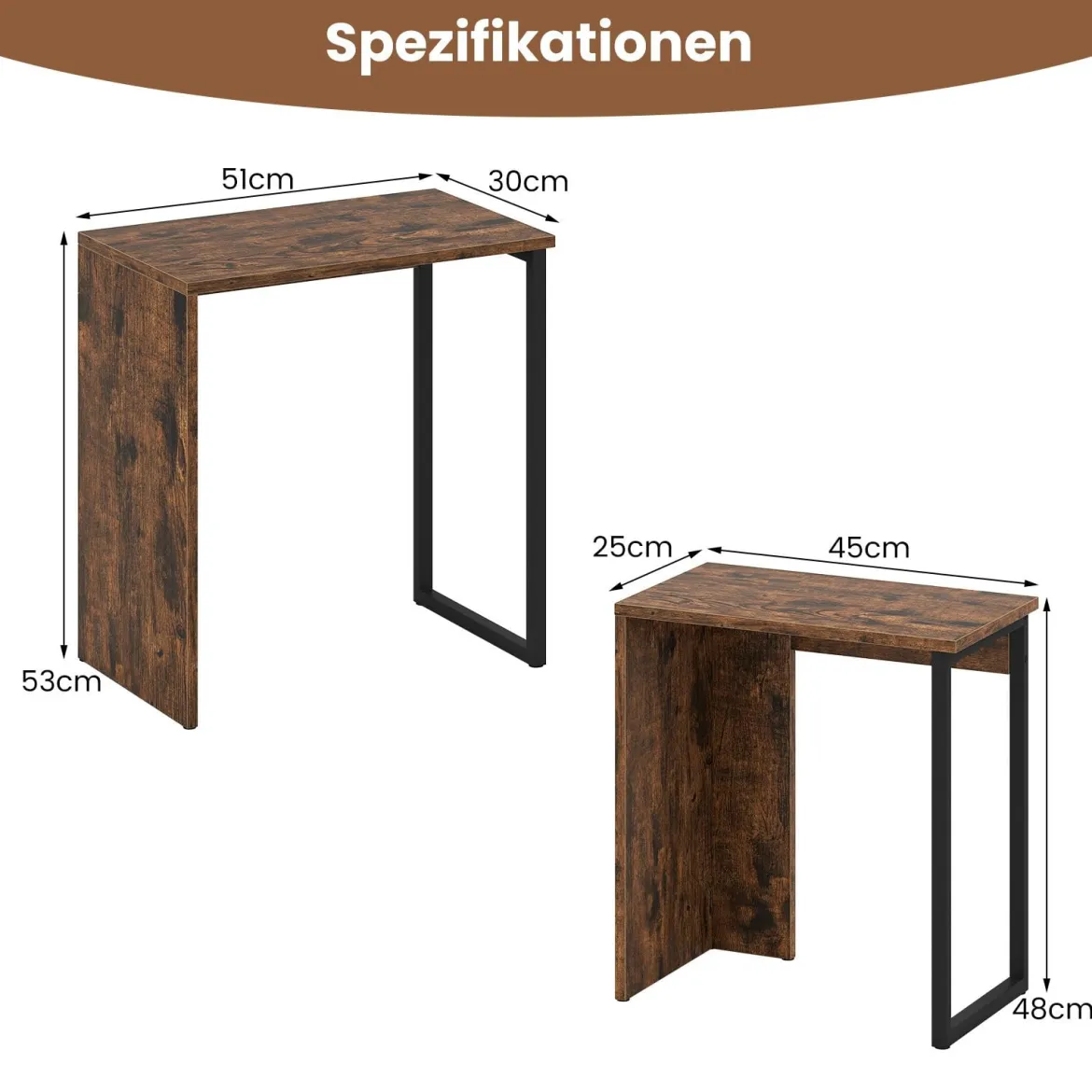 2er Set Couchtisch Beistelltisch aus Kunstholz Wohnzimmertisch Nachttische Rustikales Braun