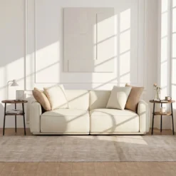 2er Set Couchtisch Rund Ø39 cm Beistelltisch mit 2 Ebenen Wohnzimmertsich mit Stahlrahmen Braun