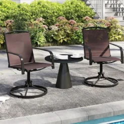 2er Set 360° Drehbare Gartenstühle mit Schnell Trocknendem Stoff Terrassenstühle