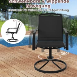 2er Set 360° Drehbare Gartenstühle mit Schnell Trocknendem Stoff Terrassenstühle
