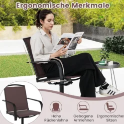 2er Set 360° Drehbare Gartenstühle mit Schnell Trocknendem Stoff Terrassenstühle