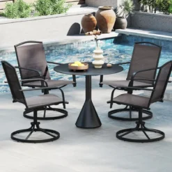 2er Set 360° Drehbare Gartenstühle mit Schnell Trocknendem Stoff Terrassenstühle