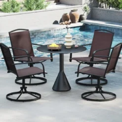 2er Set 360° Drehbare Gartenstühle mit Schnell Trocknendem Stoff Terrassenstühle