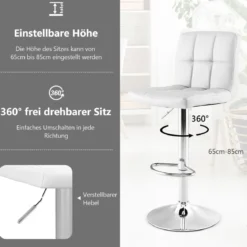 1/2er Set 360° Drehbarer Barhocker aus Kunstleder Höhenverstellbarer Barstuhl Sitzhocker