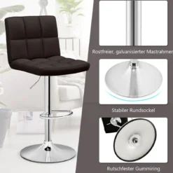 1/2er Set 360° Drehbarer Barhocker aus Kunstleder Höhenverstellbarer Barstuhl Sitzhocker