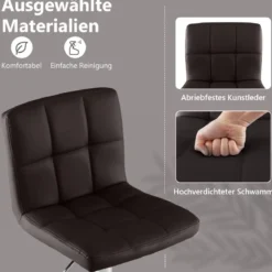 1/2er Set 360° Drehbarer Barhocker aus Kunstleder Höhenverstellbarer Barstuhl Sitzhocker
