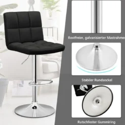 1/2er Set 360° Drehbarer Barhocker aus Kunstleder Höhenverstellbarer Barstuhl Sitzhocker