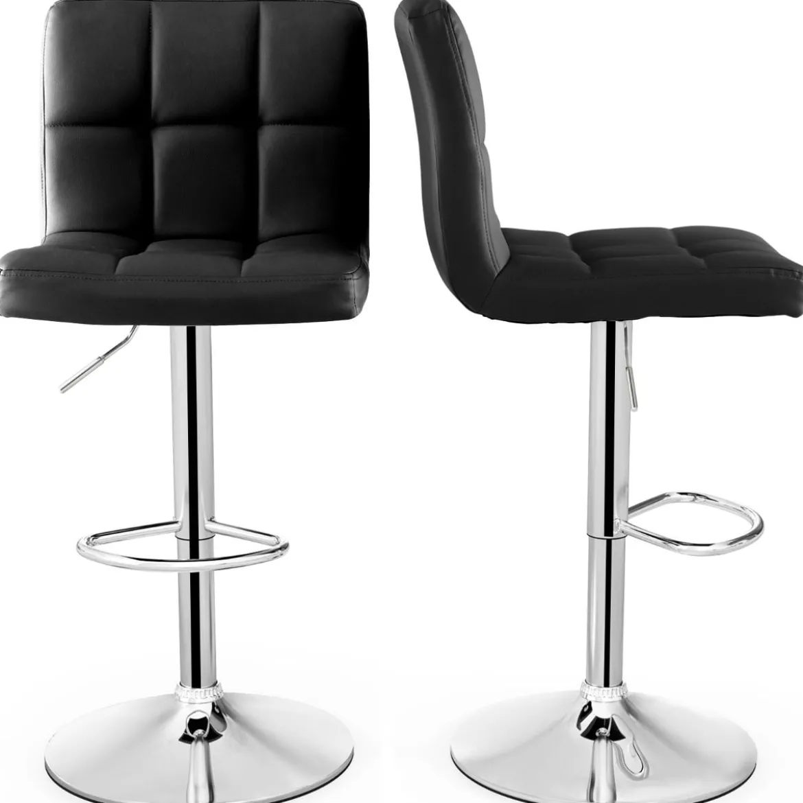 1/2er Set 360° Drehbarer Barhocker aus Kunstleder Höhenverstellbarer Barstuhl Sitzhocker