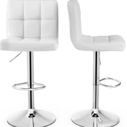 1/2er Set 360° Drehbarer Barhocker aus Kunstleder Höhenverstellbarer Barstuhl Sitzhocker