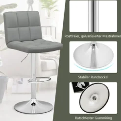 1/2er Set 360° Drehbarer Barhocker aus Kunstleder Höhenverstellbarer Barstuhl Sitzhocker