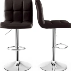 1/2er Set 360° Drehbarer Barhocker aus Kunstleder Höhenverstellbarer Barstuhl Sitzhocker