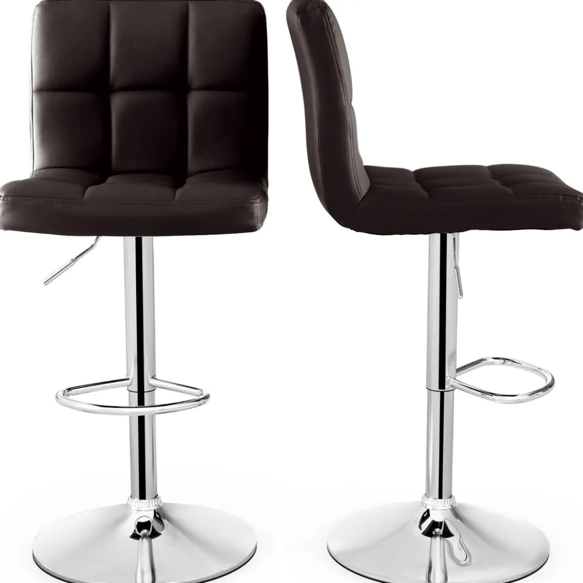 1/2er Set 360° Drehbarer Barhocker aus Kunstleder Höhenverstellbarer Barstuhl Sitzhocker