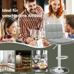 1/2er Set 360° Drehbarer Barhocker aus Kunstleder Höhenverstellbarer Barstuhl Sitzhocker