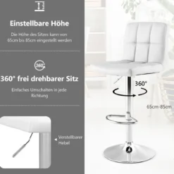 1/2er Set 360° Drehbarer Barhocker aus Kunstleder Höhenverstellbarer Barstuhl Sitzhocker