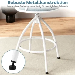 2er Set Drehbarer Barhocker mit Rückenlehne & Fußstütze Gepolstert Barstühle 150 kg Belastbar