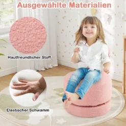 2er-Set Drehstühlen gepolsterte Kinderhocker mit Schleifenlehne Schaumstoffsitz & kratzfeste Fußpolster Kindersessel Rosa