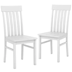 2er-Set Esszimmerstühle armlose Küchenstühle mit ergonomischer Rückenlehnen & vertieftem Sitz Weiß/Natur/Braun