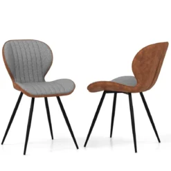 2er Set Esszimmerstühle gepolsterte Akzentstühle mit gebogenem Rückenlehne 57 x 49 x 81 cm Grau