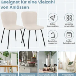 4er Set Esszimmerstühle gepolsterte Küchenstühle mit Rückenlehne 47 x 58 x 86 cm Beige