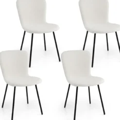 4er Set Esszimmerstühle gepolsterte Küchenstühle mit Rückenlehne 47 x 58 x 86 cm Beige