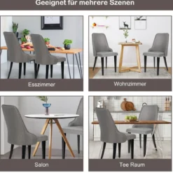 2er Set Esszimmerstühle gepolsterte Esszimmerstühle Küchenstuhl 47,5 x 59 x 90,5 cm Grau