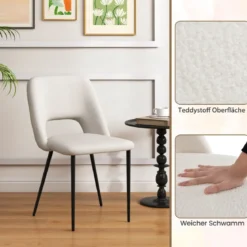 2er Set Esszimmerstühle gepolsterte Küchenstühle mit Rückenlehne 48,5 x 57 x 85 cm Beige