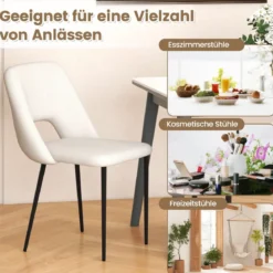 2er Set Esszimmerstühle gepolsterte Küchenstühle mit Rückenlehne 48,5 x 57 x 85 cm Beige
