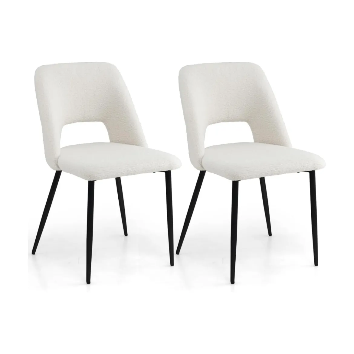 2er Set Esszimmerstühle gepolsterte Küchenstühle mit Rückenlehne 48,5 x 57 x 85 cm Beige