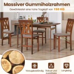 2er Set Esszimmerstühle Klappbarer Küchenstuhl mit Gepolsterter Sitz Klappstuhl Beistellstuh Braun
