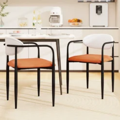 2er Set Esszimmerstühle mit Gepolstertem Sitz & Rückenlehne Polsterstuhl Küchenstühle
