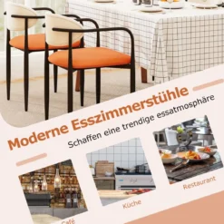 2er Set Esszimmerstühle mit Gepolstertem Sitz & Rückenlehne Polsterstuhl Küchenstühle