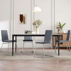 2er Set Esszimmerstühle mit Klappbarer Rückenlehne & Metallrahmen Gepolsterter Küchenstuhl